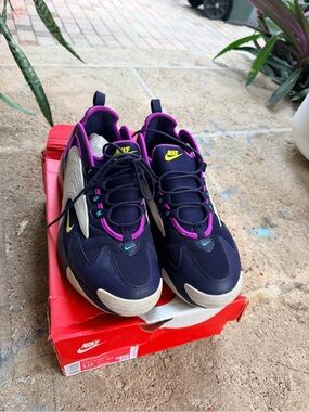 Nike Navy and Purple Sneakers with Yellow Accents